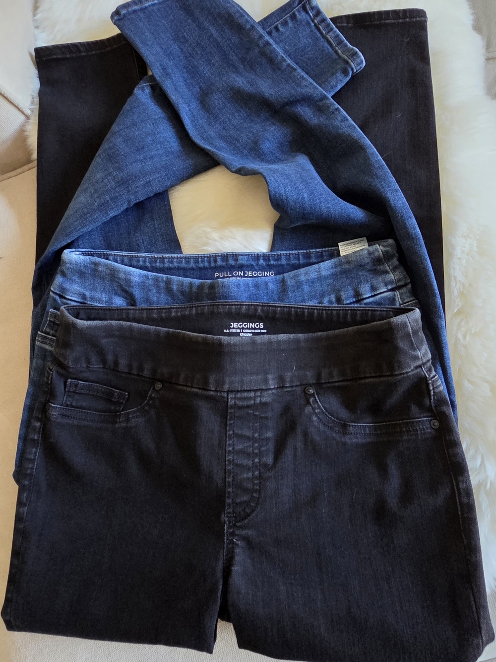 Chico's Pull-On Jeggings Bundle (2 Pairs) Indigo Blue & Black Size 2R 0.0R
